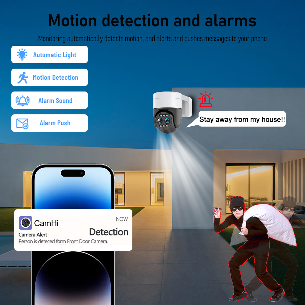 8MP Binocular POE Wifi Survalance Camera 2K FHD 8x Zoom Outdoor Dual Lens IP Cam Auto Tracking CCTV Compatible with NVR FTP