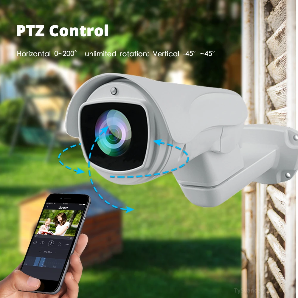 Outdoor PoE PTZ Bullet IP Camera 5MP 8MP 4K HD 10x Optical Zoom CCTV Security Waterproof 330ft Laser IR Surveillance XMEYE