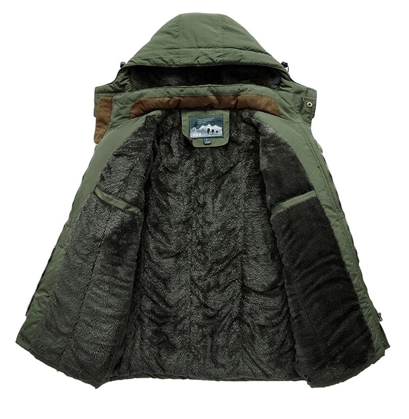 Big Size Multi-pocket new Men's 2025 Winter Jacket Fleece Linning Outdoor Parka Coat Hooded Windbreaker Thick Warm Outerwear