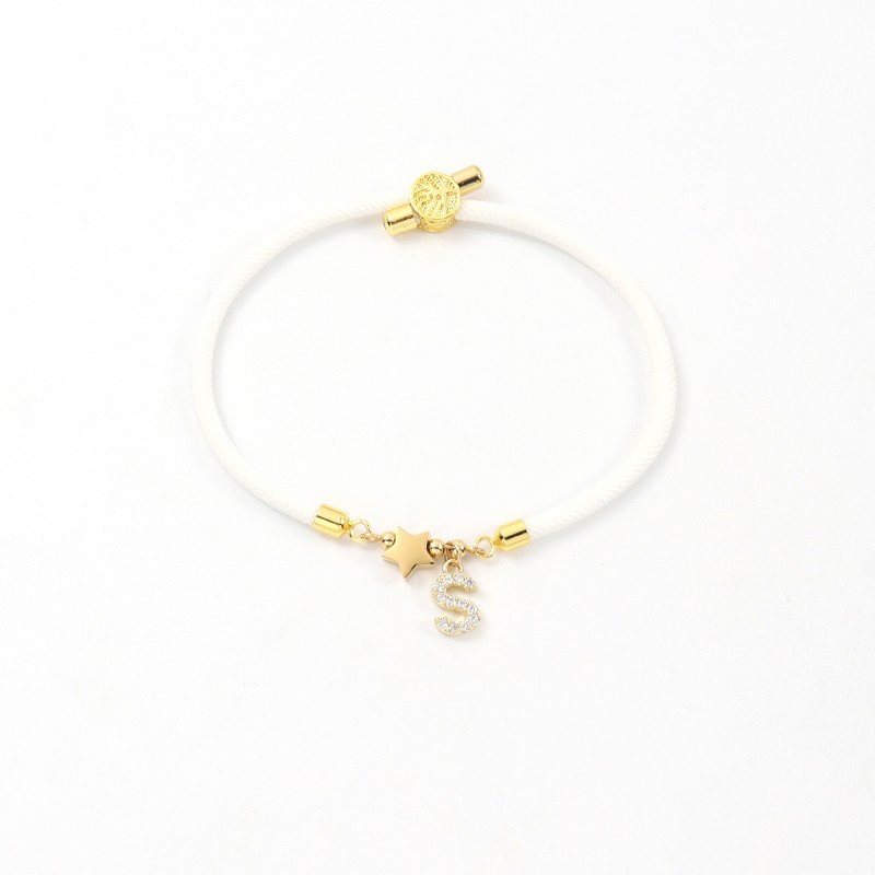 Trendy Pave Cubic A-Z Initial Letter Women Bracelet Star Heart Flower Adjustable Rope Bracelet For Women Jewelry Gift