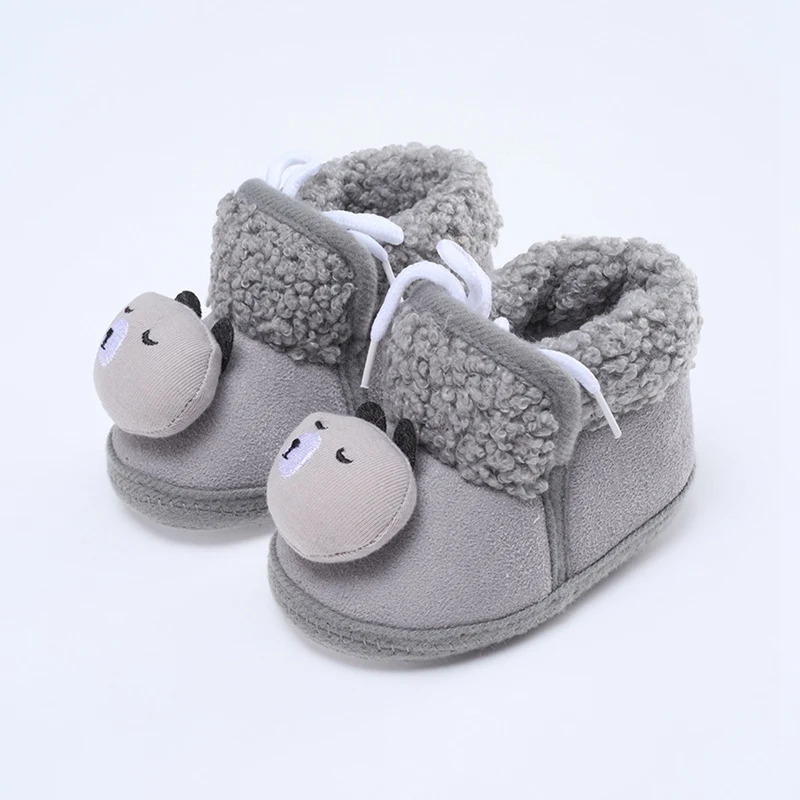 Baywell Winter Furry Snow Boots for Toddler Boys - Soft Sole First Walkers with Anti-Slip Sole for 0-15 Months