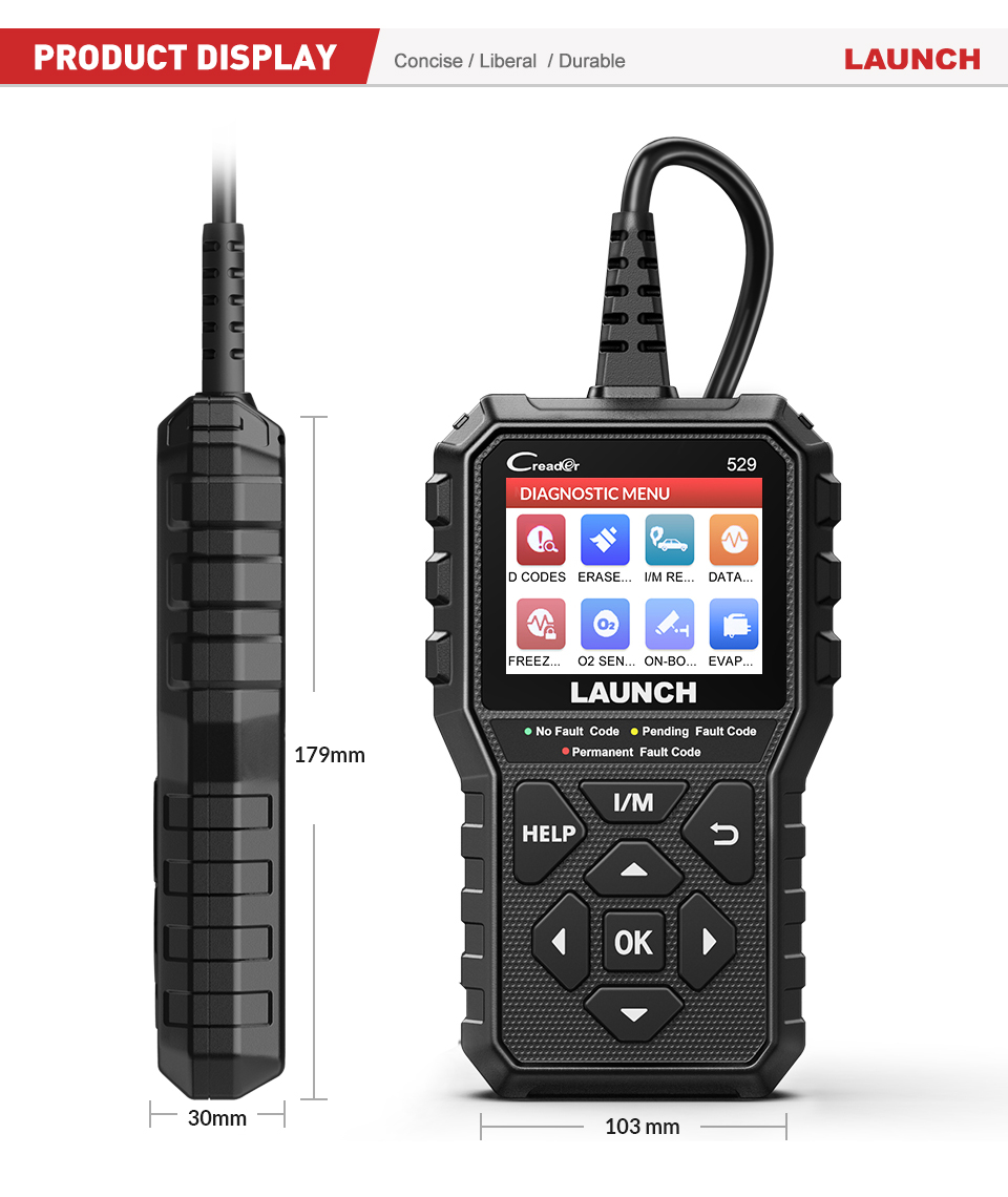 New launch Creader 529 OBD2 Scanner Automotive Diagnostic Tool OBDII Code Reader Fault new Code Read OBD Scan DIY 2025 Code Reader CR529
