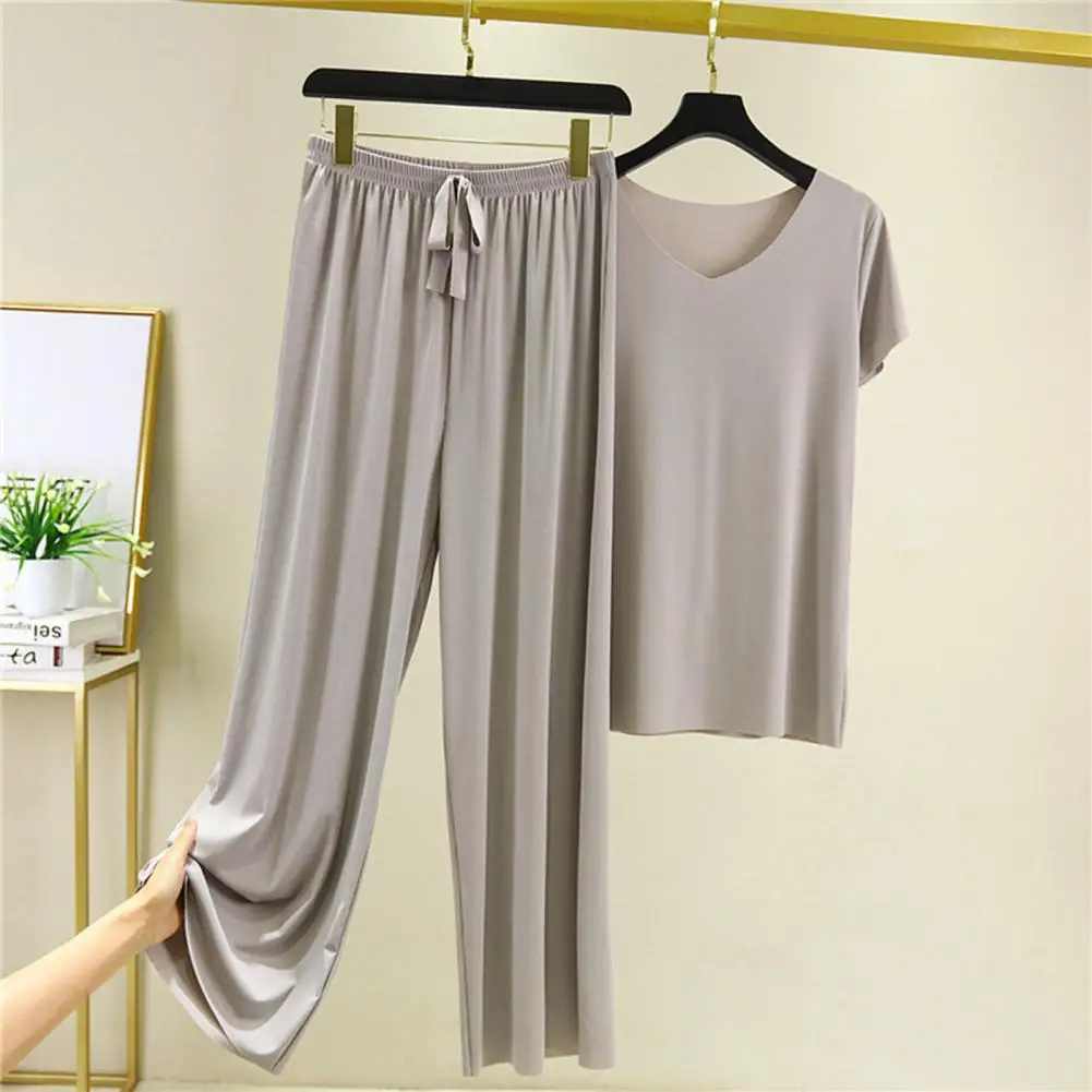 new 2 Pcs/Set Summer T-shirt Pants Set Trendy Drawstring Women Top Trousers Set 2025 Soft Lady Top Pants Set Women Clothing