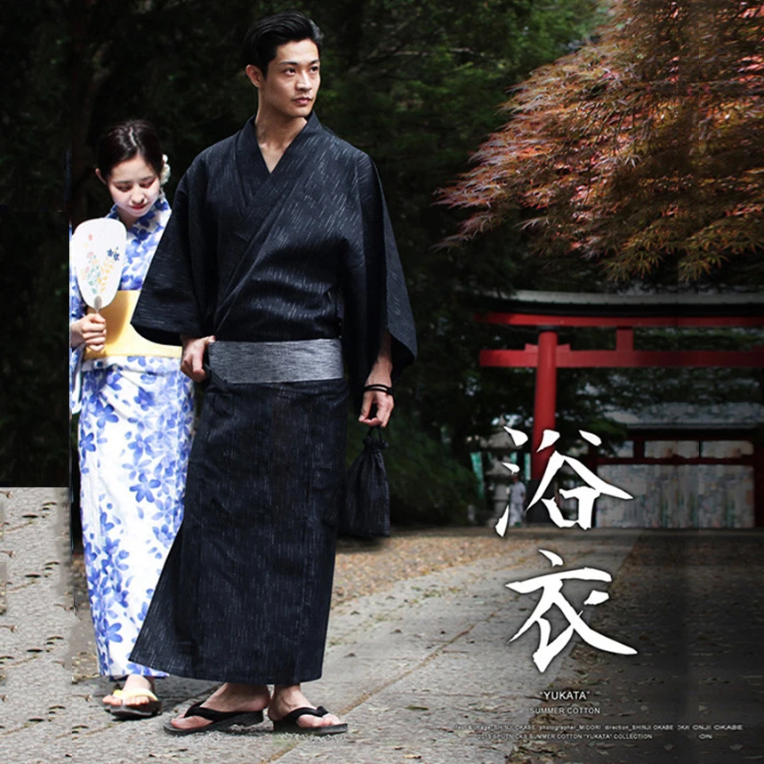2025 new 2023NEW Japanese Traditional Samurai Kimono For Men,Yukata Bathing Robe,Hekoobi Loose Style,Sauna Wear Homewear,Belt Long Gown