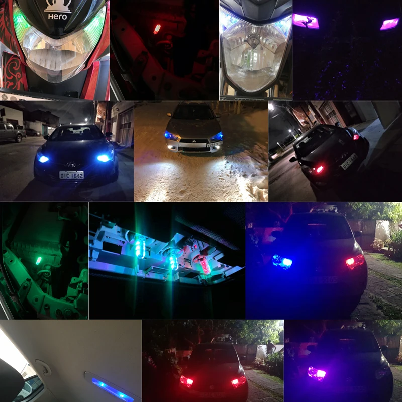 1 Set T10 W5W RGB LED 5050 6SMD Reading Dome Light Remote Control Clearance Wedge Light RGB Colorful Trunk License Plate Lamp