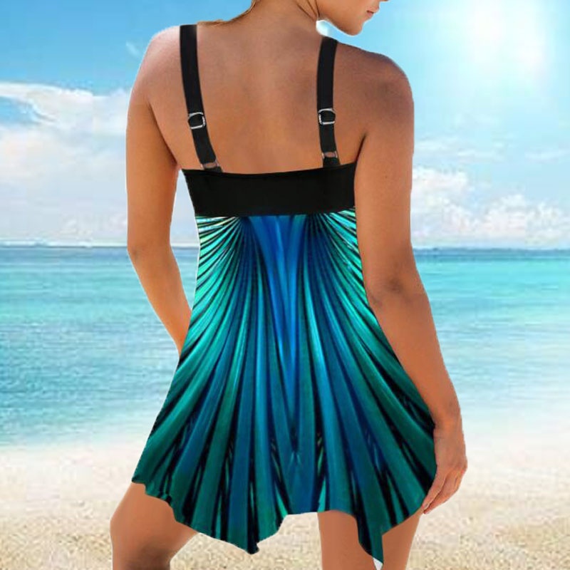 Women Beachwear Swim Tankini Monokini Swimwear Bathing Suit Two Pieces Swimsuits Large Tankinis Printed Beach Summer Swimdress