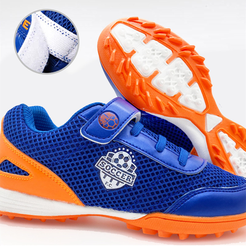 Children Football Shoes Soccer Boots Kids Boy Girl Sneakers New Leather High Top Soccer Cleats Training Outdoor Hook & Loop Mesh
