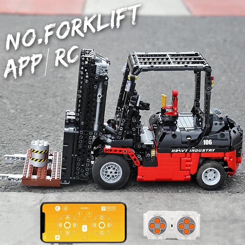 Mould King Motor Power Forklift Mk II Buildling Blocks Compatible MOC-3681 Gabelstapler High-Tech Bricks Toys For Children Gifts