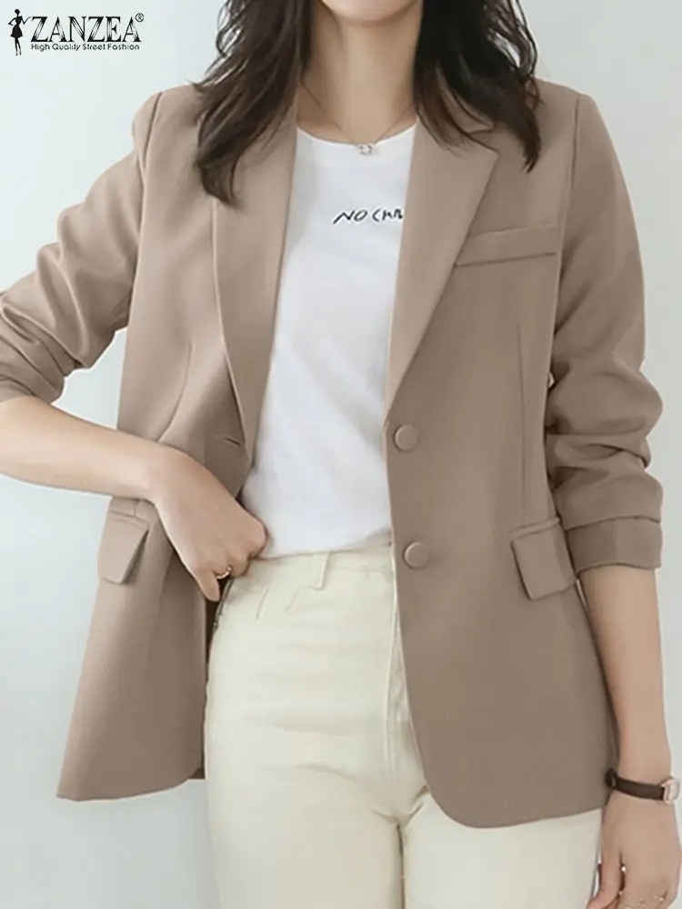 2023 Spring Women's new Blazer Suits Casual Solid Single 2025 Breaste Coat Jacket ZANZEA Stylish Female Chic Outwear Long Sleeved Tops