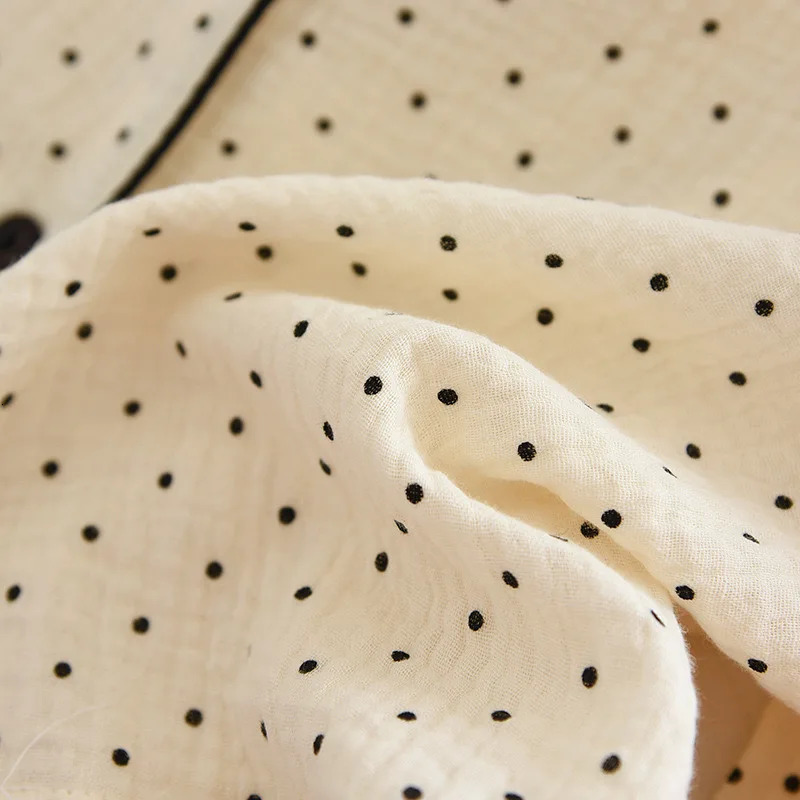 100% Cotton Gauze Winter Women Pajamas Polka Dot Print Sleepwear Autumn Female 2 Piece Set Nightwear Lady Pyjamas Loungewear 240326