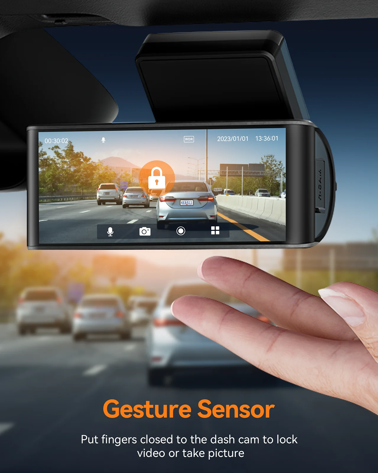 TOGUARD Dual Lens 4K UHD Car DVR Touch Screen Smart Gesture Sensor DashCam Front And Rear Camera GPS Wi-Fi Car Recorder Car DVR