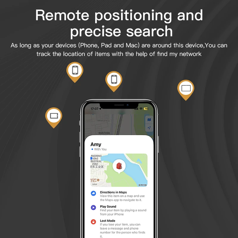 Smart Bluetooth-compatible GPS Tracker for Air Itag Via IOS Find My App to Locate Card Wallet iPad Keys Kids Dog Anti-lost Alarm