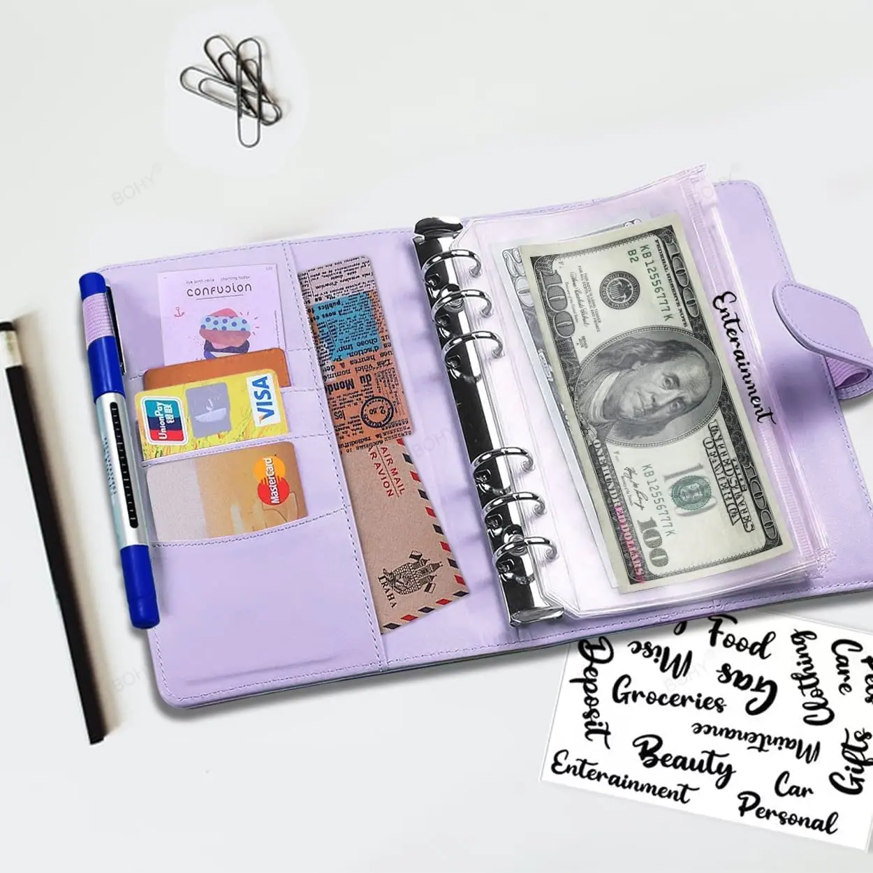 2023 A6 Binder Budget PU Leather Planner Pockets Expense Budget Sheets Notebook Cash Envelope Organizer System new 2025 Clear Zipper