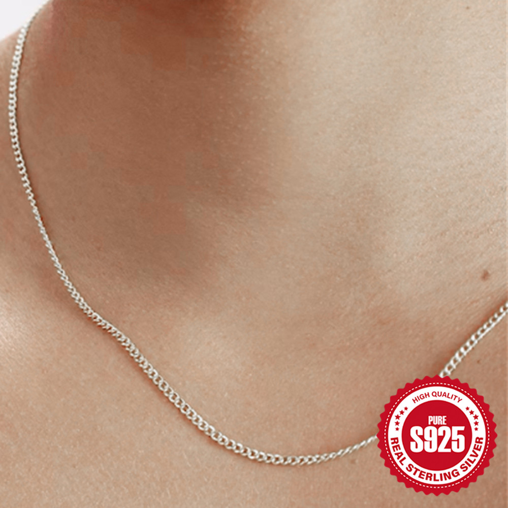 AIDE Sterling Sier 40/45cm 7 Types Chain Pure Necklace Shiny Snake Water Wave Fish Lip Chain For Men Women 18 Gold Necklac 00dbd 5 91912