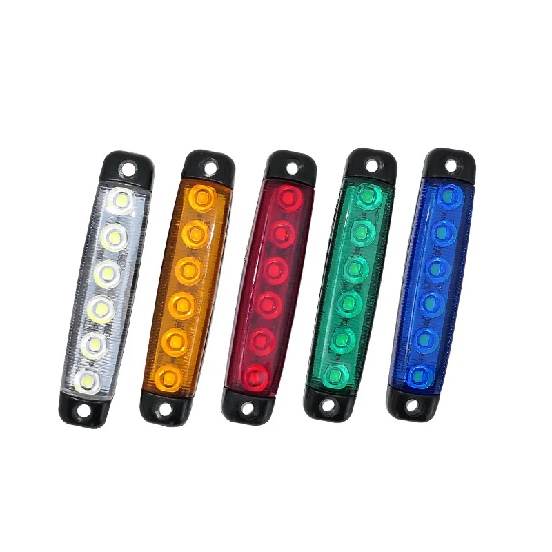 2pcs 24V Highlight 6 Beads Truck Led Side Light 12V Trailer Trailer Lights Truck Strip Side Light with Foam Screw