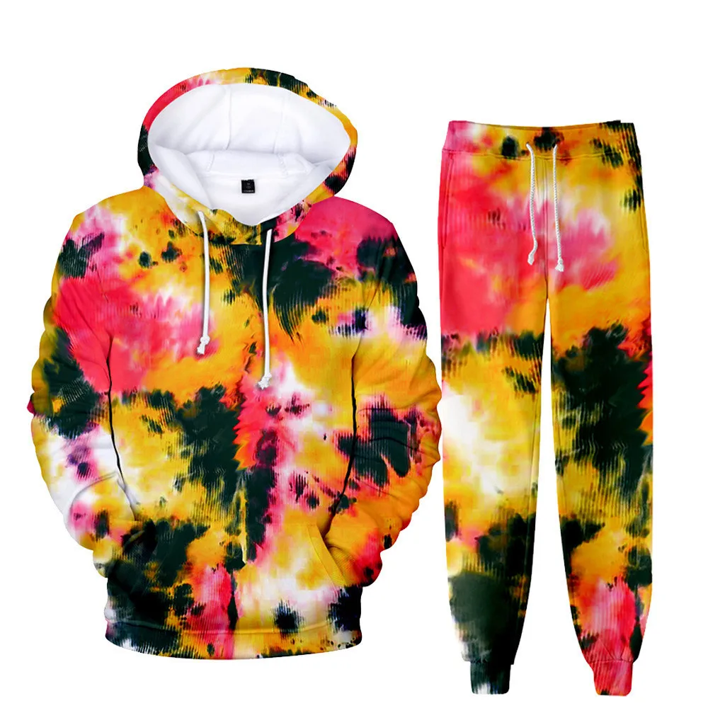 Tie dye Hoodies Sport style Men/Women Hoodie+Sweatpants Sets Psychedelic Spiral new Sweatshirt Hip 2025 hop Clothing