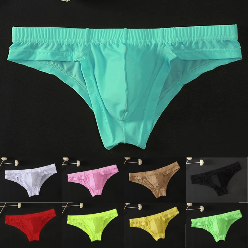2020 New Briefs Men's Sexy Transparent Low-Waisted Breathable Male Bulge Pouch Underpants Briefs Comfortable Panties