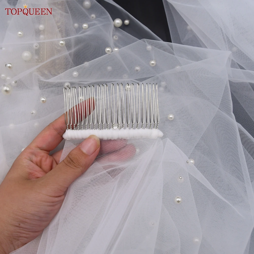 TOPQUEEN V171 2 Tier Royal new Cathedral Wedding Veil with Blusher Bridal Veils 2025 Pear Veil Bride Bachelorette Party Bride Accessories
