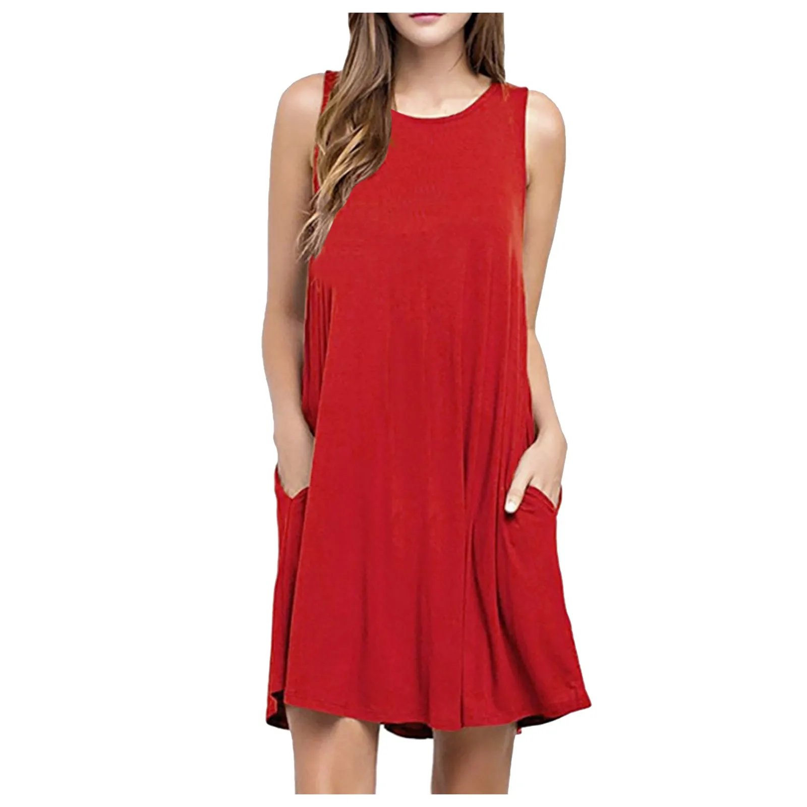 2023 Women's new 2025 Summer Casual Swing Blouse Dresses Beach Cover Up With Pockets Loose Blouse Dress
