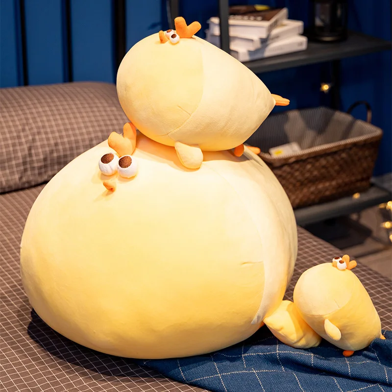 Squishy Yellow Chick Doll Stuffed Fatty Soft Chicken Animal Plush Toy Elastic Pillow Cuddly Baby Toy Comforting Birthday Gift