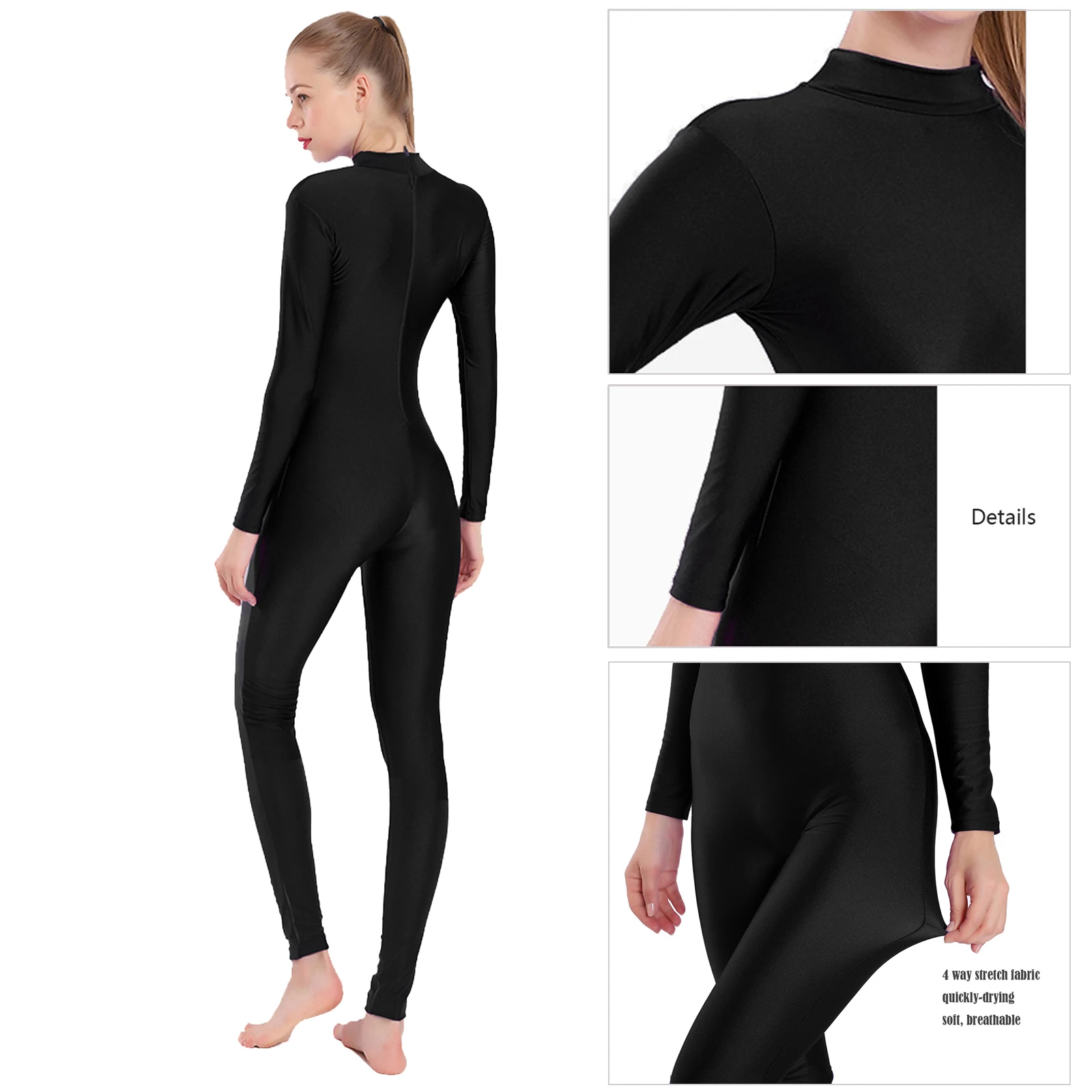 AOYLISEY Women Full Body Unitard Turtleneck Zip Ballet Long new Sleeve Adult Dancewear Spandex Unisex Jumpsuit 2025 Gymnastics Costume