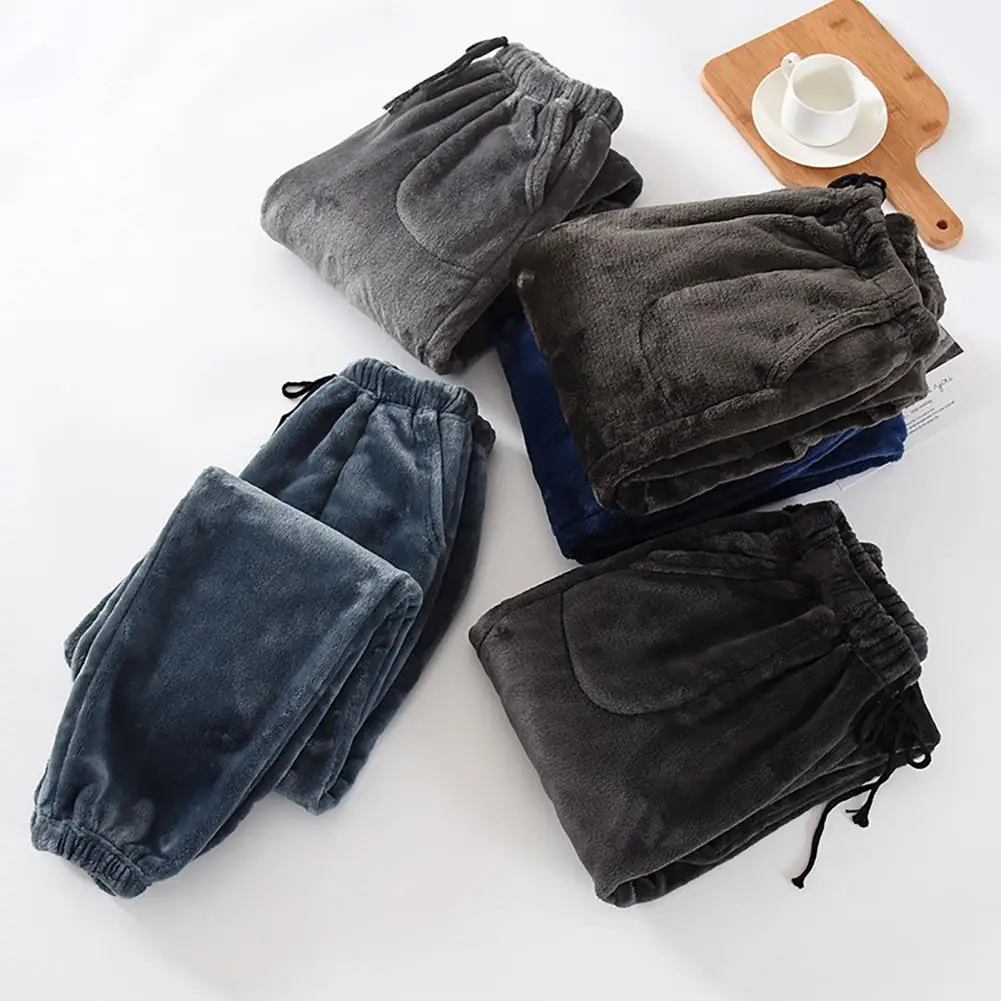 Men Pama Pants Thermal Pants 2025 new Ankle-banded Fleece Thicken Cold-proof Drawstring Pockets Men Trousers Sleep Bottoms Winter Pants