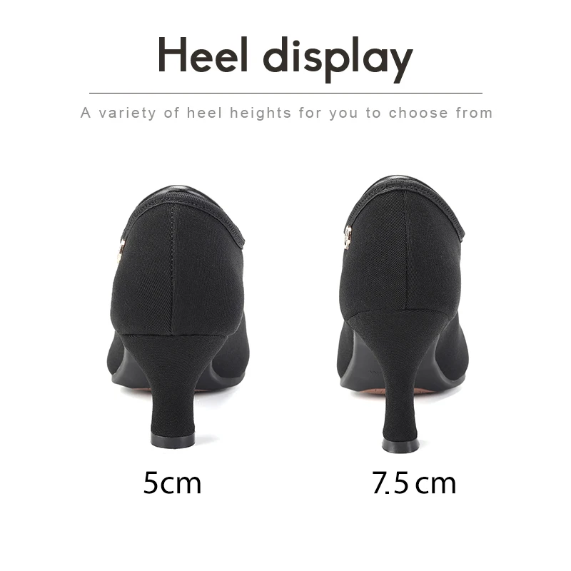 DKZSYIM Women Latin Dance Shoes Black Oxford-cloth Tango new Dancing Shoes Ballroom 2025 Salsa Dance Shoe Colse Toe High Heel 5/7.5CM