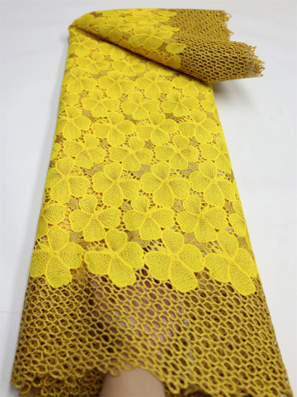 High Quality African Guipure Cord new Lace Fabric with Sequins 2023 French Nigeria Lace Fabric 2025 for Wedding Material QF1406-1