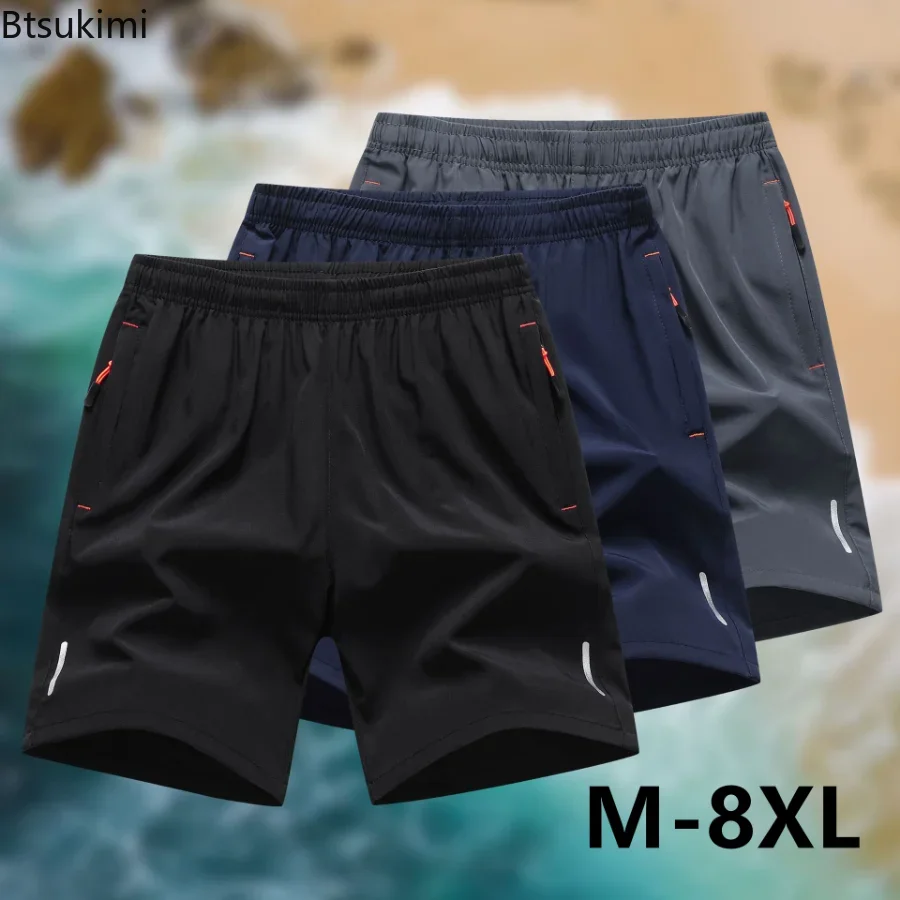 2024 Summer Shorts 2025 Men Ice Silk new Casual Shorts Male Short Pants Sports Plus Size 7XL 8XL Cool Running Streetwear Shorts For Men