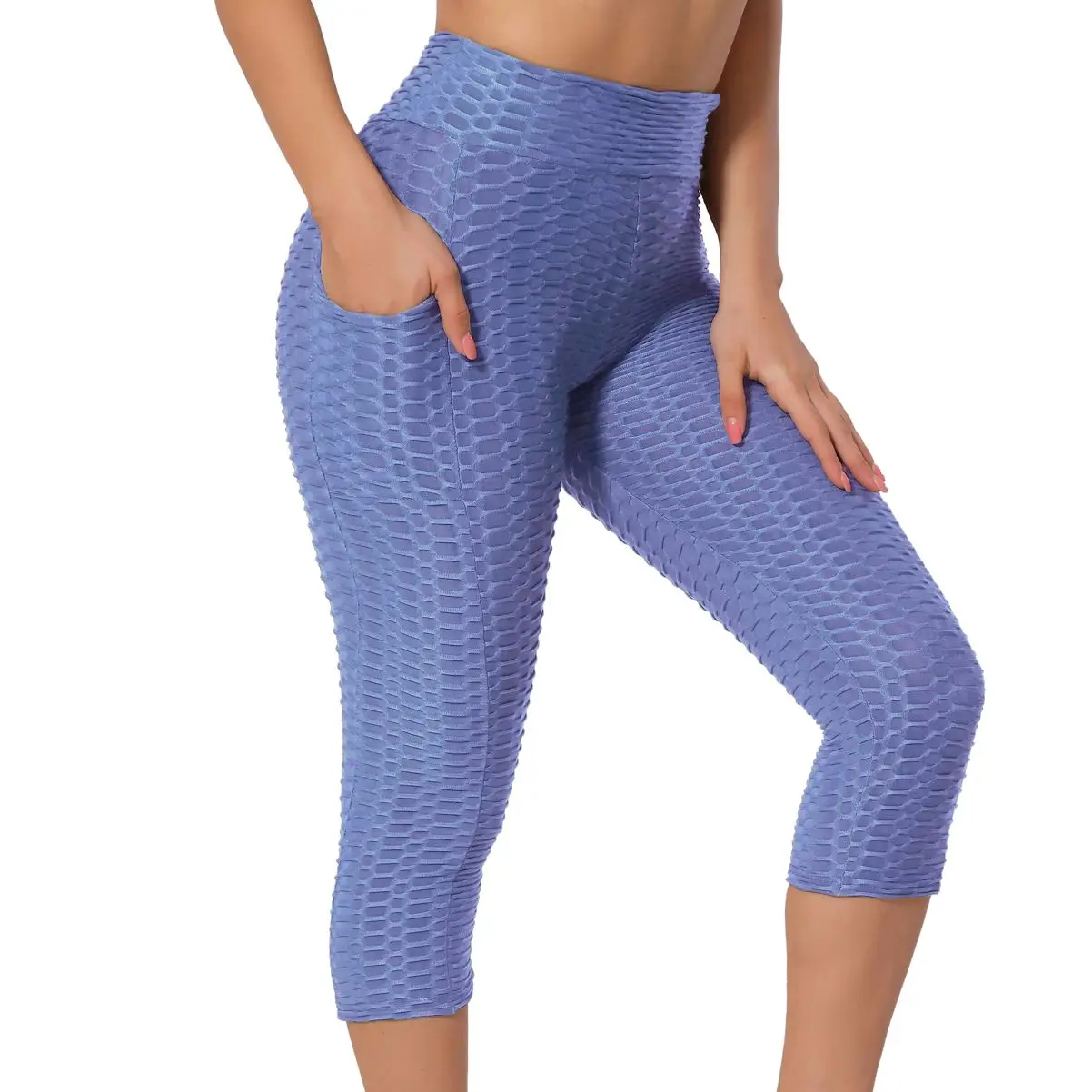 2025 Anti Cellulite Biker Shorts with Pocket Bubble Wide Waistband Scrunch new Butt Sports Short Leggings Stretchy Gym Running Tights