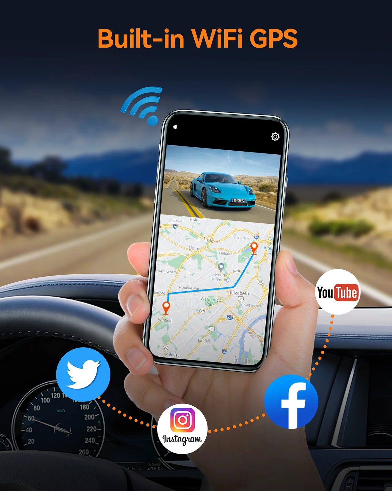 TOGUARD Dual Lens 4K UHD Car DVR Touch Screen Smart Gesture Sensor DashCam Front And Rear Camera GPS Wi-Fi Car Recorder Car DVR