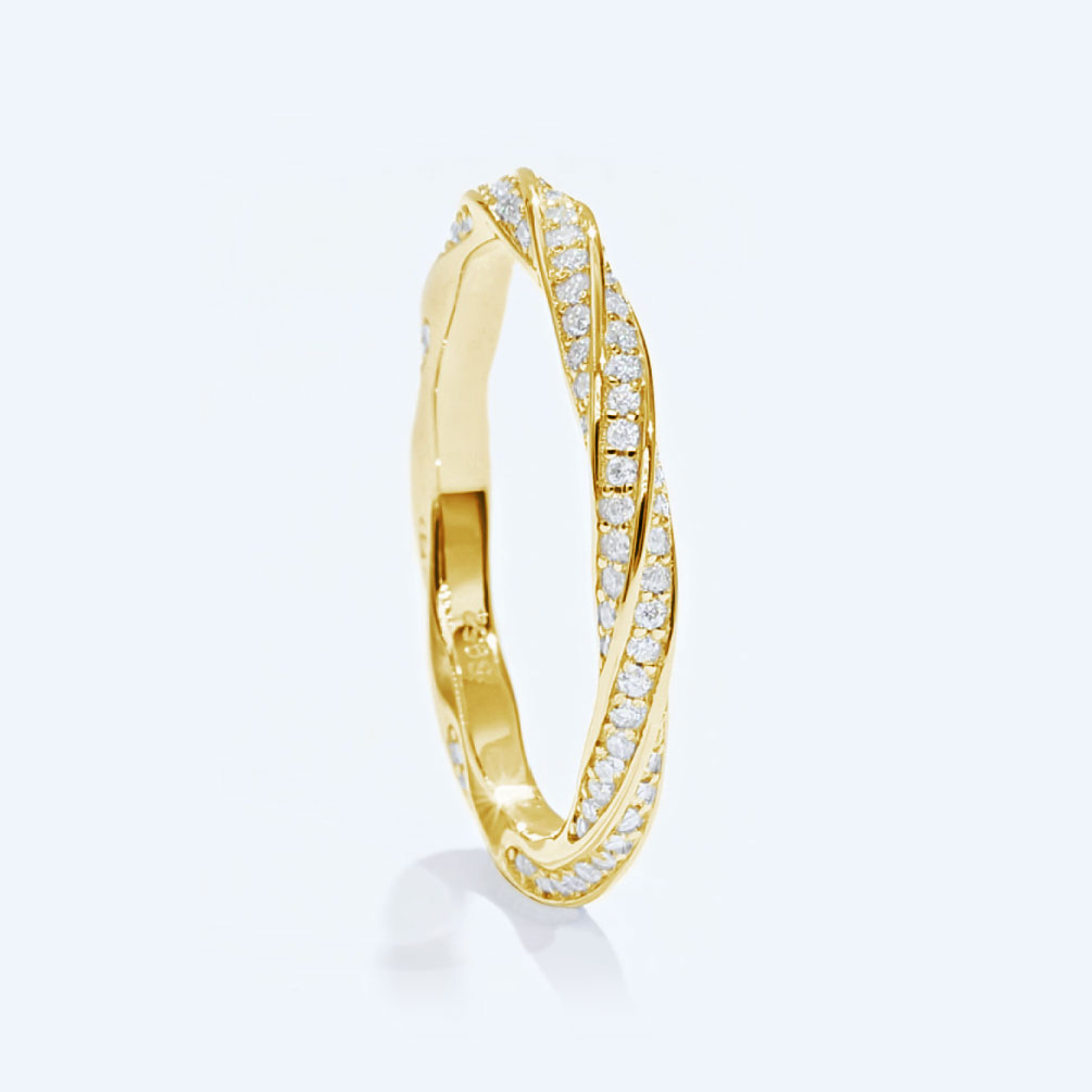 DEZO Moissanite Wedding Band 14K Yellow Gold Plated 925 Sterling Silver Twist Eternity Rings For Women 2mm in Width