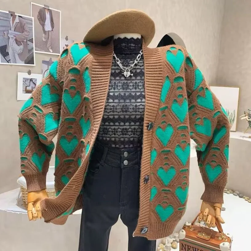 Knitted Cardigan Outerwear for Women's Spring 2023 New Design Sense Knit Sweater Single Breasted Lazy Style Sweater Outerwear