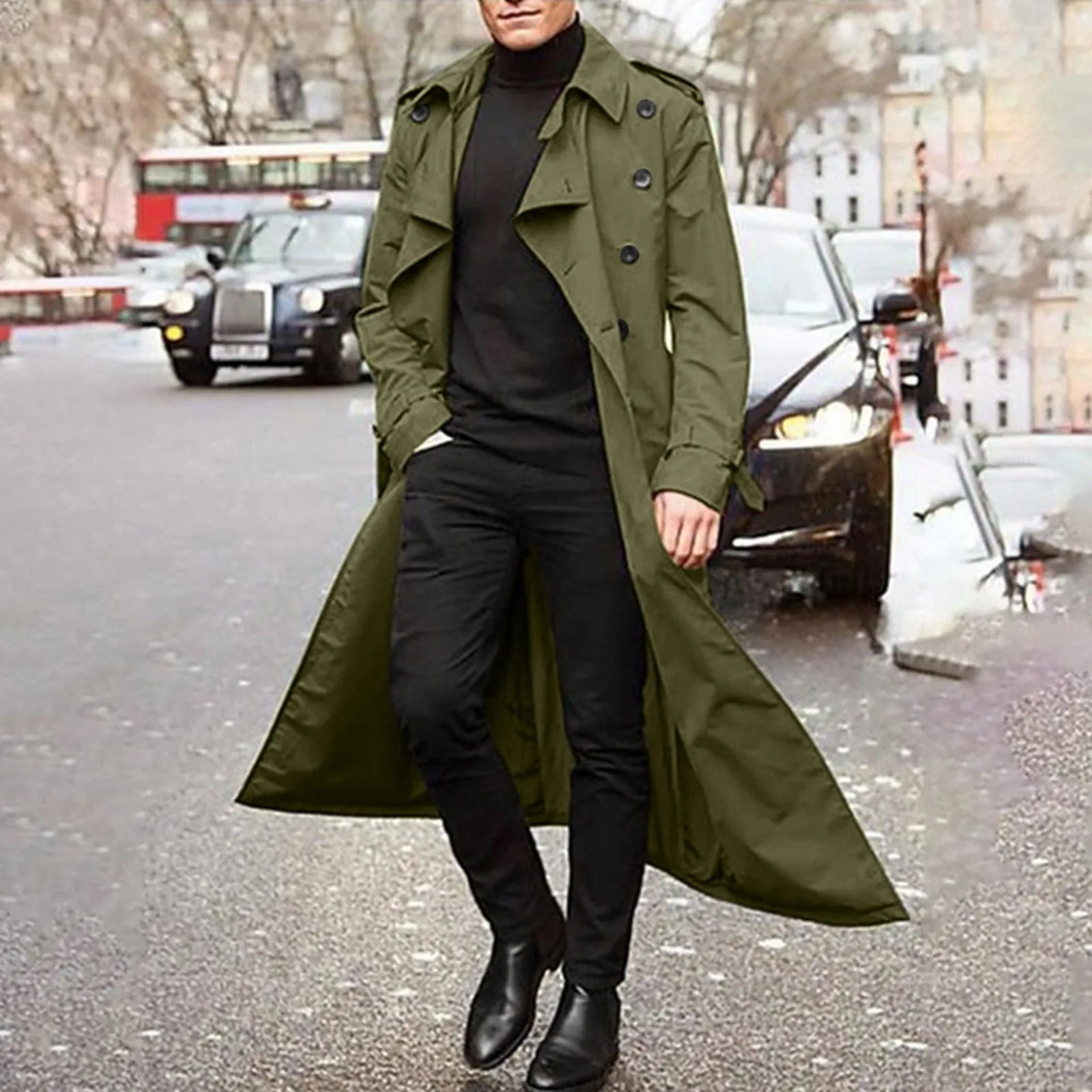 Wool Overcoat Coat Outwear Long Sleeve Trench Coats Jacket Stylish Elegant Pocket Coat Long Coat Winter Wool Coat Slim Men Coat