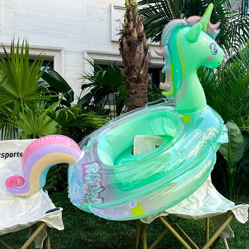 Inflatable Pool Float Baby Rainbow Sequined Unicorn Swim Ring for Kids Swimming Circle Children Toys Floating 240322