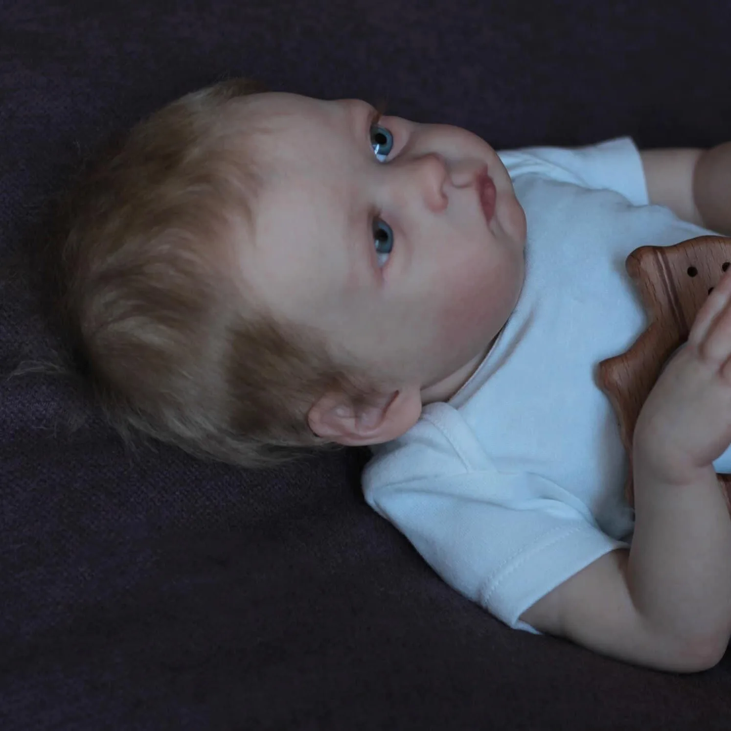 NPK 22inch Soft Body Reborn Toddler Baby Skar Lifelike Newborn Baby with 3D Skin with Hand Root Brown Hair Doll