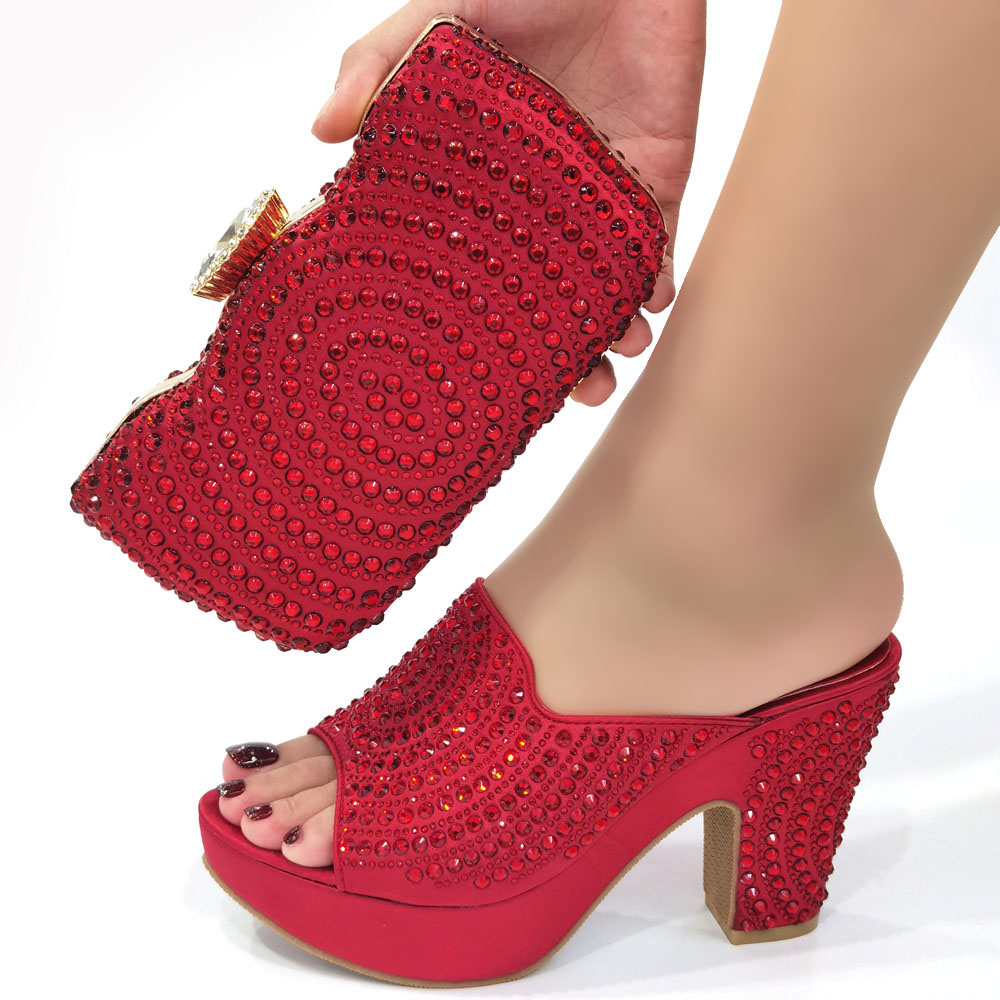 Doershow nice African Shoes And Bag Matching Set With red Hot Selling Women Italian Shoes And Bag Set For Party HDF1-15
