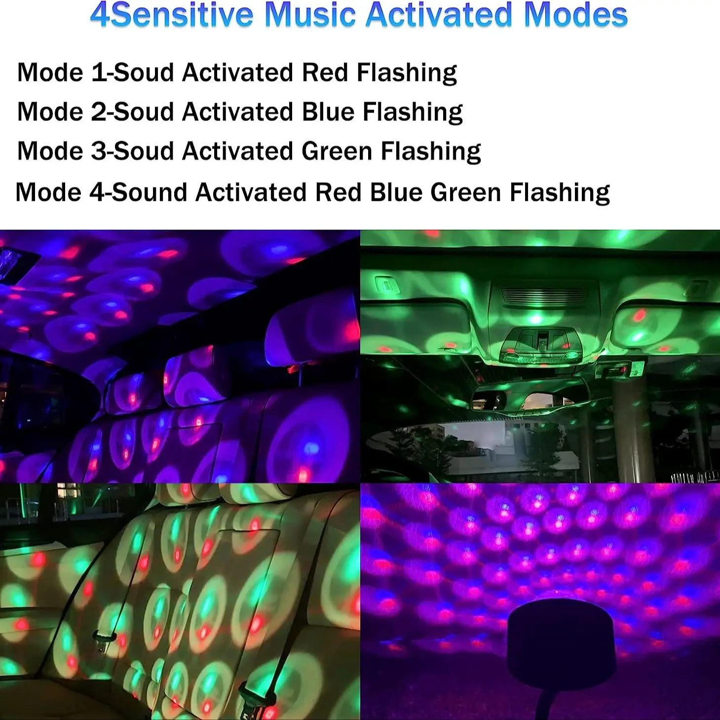 Romantic Interior Car Roof Light Adjustable Star Night Light Projector Car Music Rhythm USB Ambient Lights Bedroom Party Decor