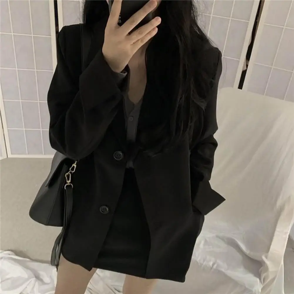 Women Blazer Turn-Down Collar Single Breasted All Match Lady Girl Casual Black Blazer new Suit Jacket Coat 2025 Daily Wear