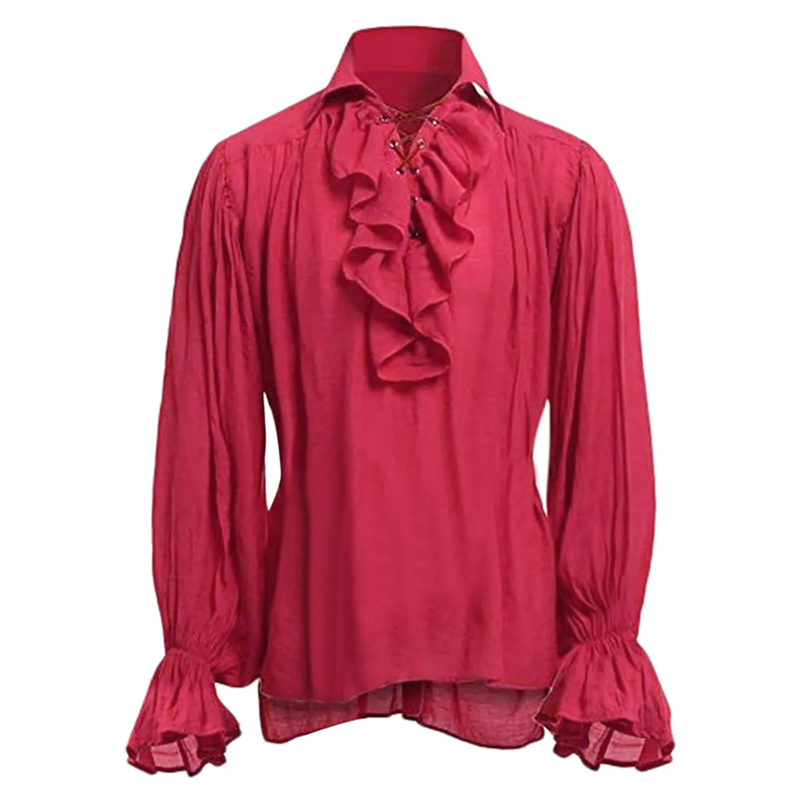 Mens new Shirt 2025 Vampire Renaissance Victorian Steampunk Gothic Ruffled Medieval Halloween Costume Clothing Chemise Homme