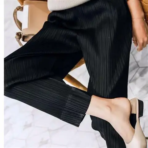 2025 Women Harem new Pants Loose Miyak Pleated High Waist Casual Carrot Trousers Ladies Solid Color Pocket Joggers Clothes