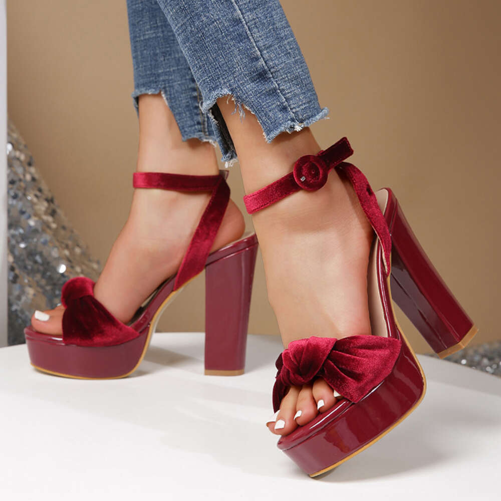 Summer Sweet Wind Bow Japanese Character Button Thick Bottom Waterproof Platform High Heel Sandals for Women ddmythur