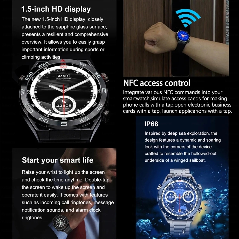 New Men GPS 2024 Smartwatch AMOLED HD Screen Always Display The ddmysmile Time Bluetooth Call Health Waterproof Smartwatch For Android Ios Smile