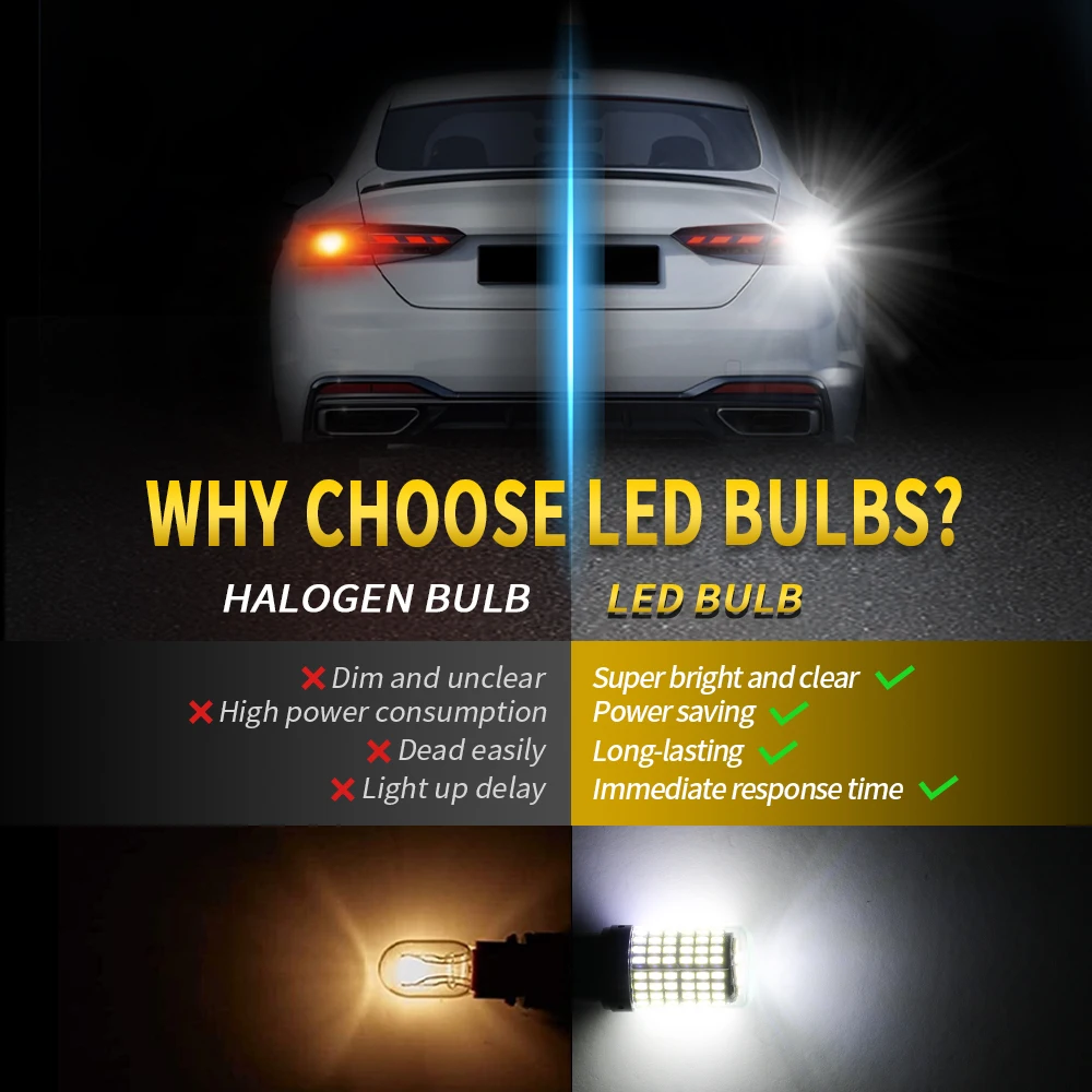 Oprah 2PCS High Power Car LED Light 1156 PY21W 1157 BAY15D P21/5W 3014 144 SMD Canbus Front/Rear Turn Signal Lamp Reserve Light