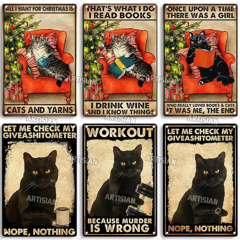 Artisian Animal Sign Black CAT new Retro Metal Poster Funny Pet Vintage Decorative Tin Plate Garage Bar Pub Club 2025 Home Wall Decor
