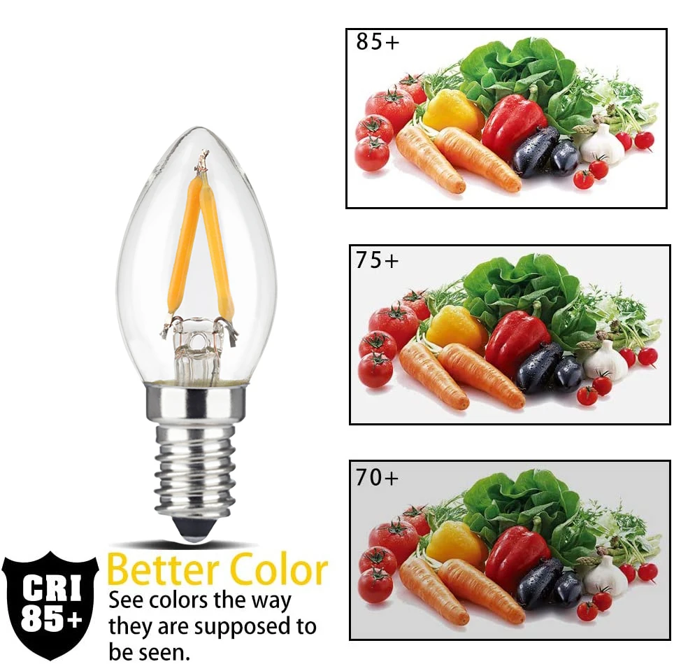 C7 LED Filament Bulbs 1W E12 E14 Mini Candle Light Night Dimmable 110V 220V Warm White 2200K Lava Lamp Replacement Ampoule