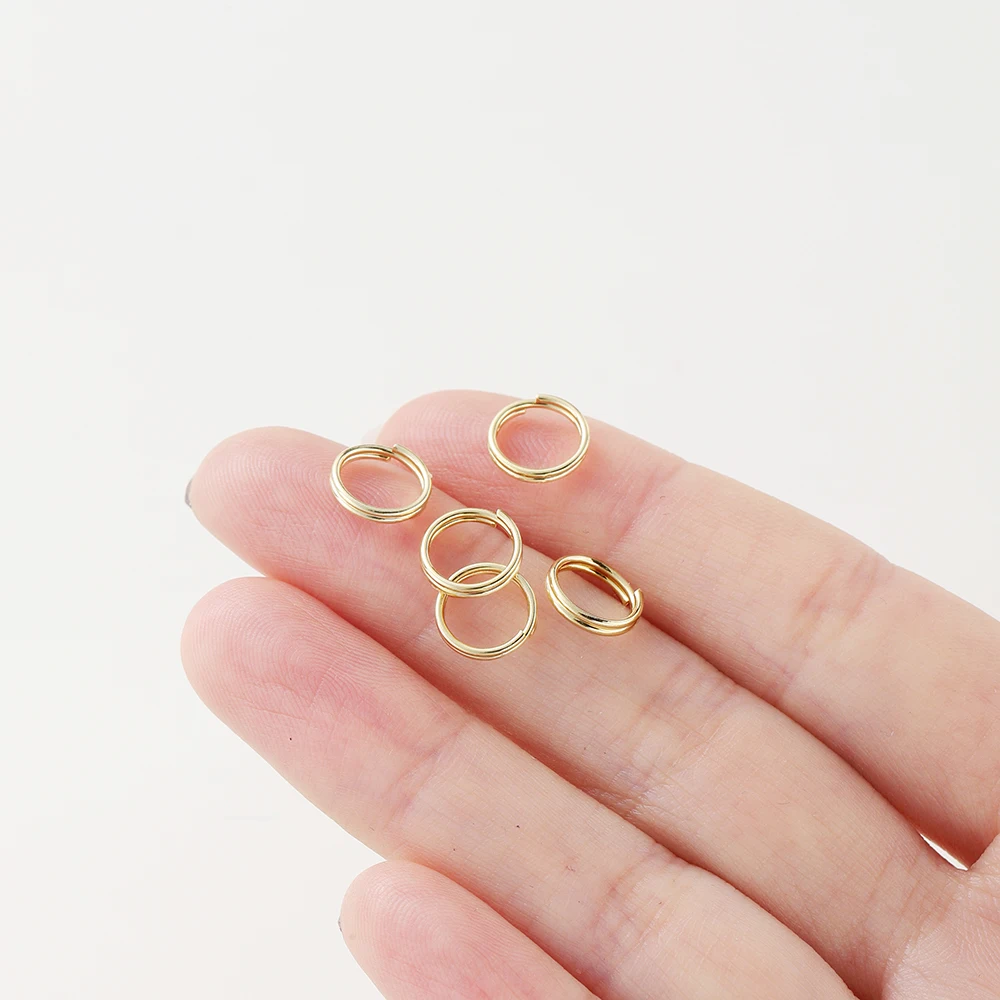 50pcs/lot 4-8mm 14K 18K Gold Plated Brass Double Loops Keyring Jump Rings Split Ring Connectors For DIY Jewelry Making Findings
