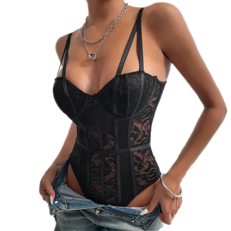 Summer Lace Overalls Women Rompers Thin Ropa Mujer Bottom Body Suit Macacao Feminino Sexy Black Jumpsuit Woman Clothing Playsuit