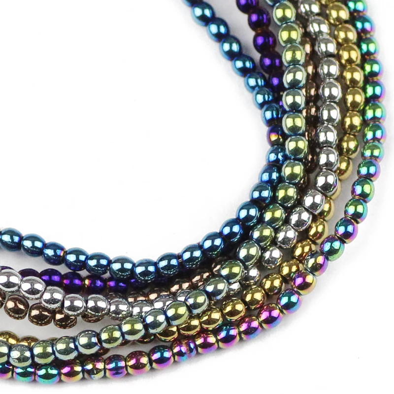 Blue,Gold Color Purple Round Hematite 2mm 3 4 6 Natural Stone Small Spacer Loose Beads For Jewelry Making DIY Bracelet Necklace