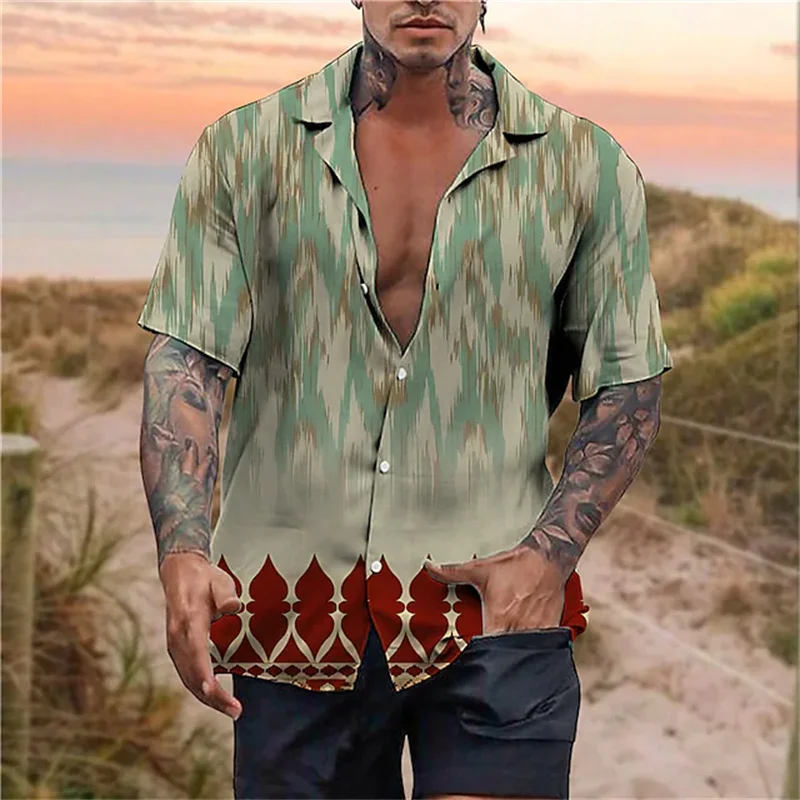 New 2025 men's Hawaiian shirt flower graphics 3D new printing light yellow short-sleeved cardigan clothes tropical beach T-shirt SX-5XL